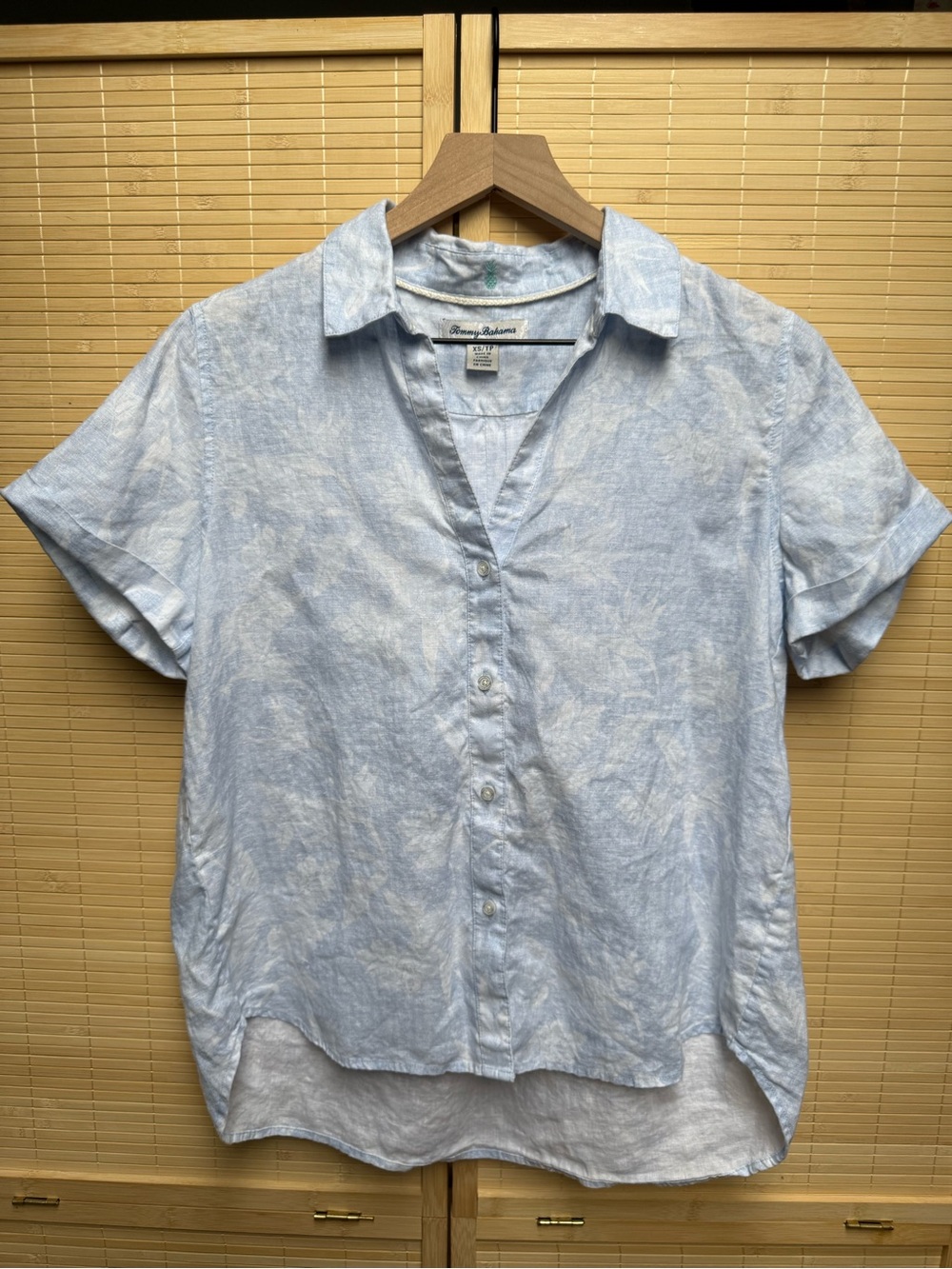 Tommy Bahama 100% Linen Tropical Palm Print Camp Shirt
